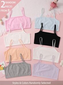 [2pcs Randomly Sent]Fashion Classic All-Season Multi-Color Choice Girls' Wireless Bra 2pcs Set - Multicolor - View 2