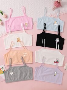 [2pcs Randomly Sent]Fashion Classic All-Season Multi-Color Choice Girls' Wireless Bra 2pcs Set - Multicolor - View 4