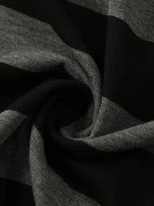 ROMWE MEN Kaos Lengan Panjang Pria dengan Motif Kaligrafi dan Garis-garis - Hitam - View 5