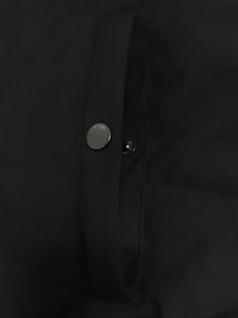 Manfinity Homme 男士純色長袖拉鍊棒球領冬季外套，羽絨服 - 黑色 - 查看 5