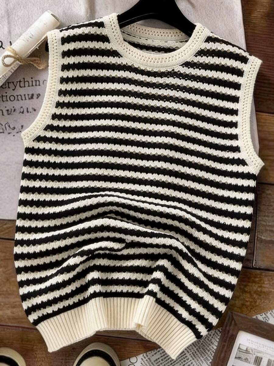Manfinity Hypemode Men's Striped Casual Versatile Daily Wear Knitted Vest Holiday Festival Autumn Streetwear Winter - Multicolor - View 1
