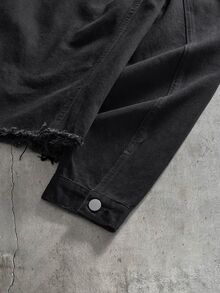 AXEPEAK Men's Washed Black Jacket, For Spring, Outdoor - Black - View 7