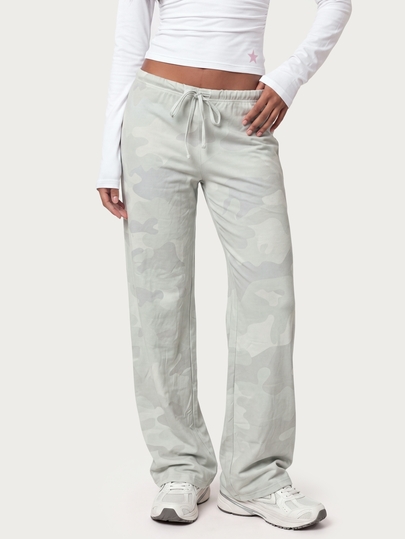 MISSGUIDED TEEN Wide Leg Camouflage Drawstring Sweatpants With Elastic Waist Relaxed Fit Casual Lounge Pants Spring Summer