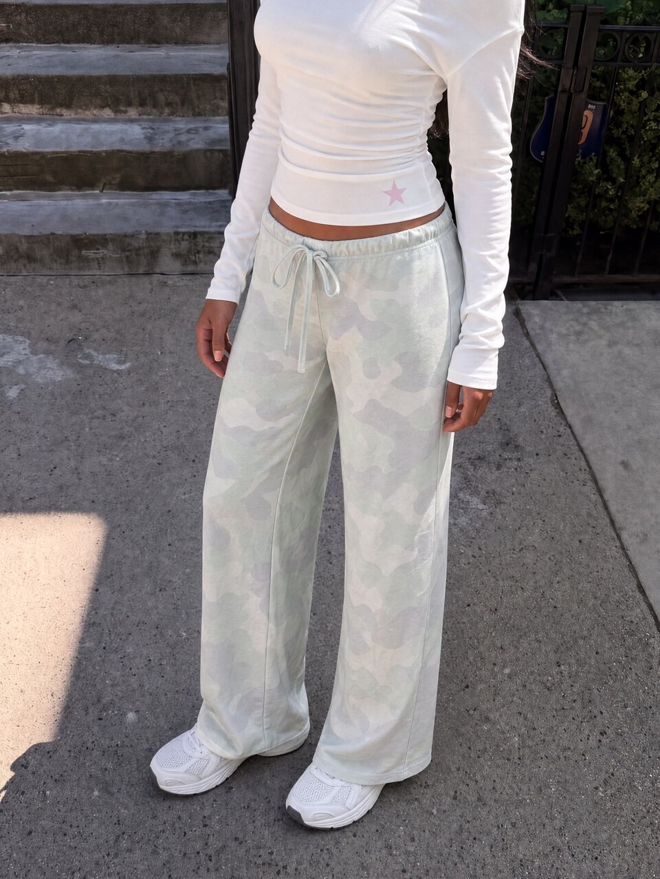 MISSGUIDED TEEN Wide Leg Camouflage Drawstring Sweatpants With Elastic Waist Relaxed Fit Casual Lounge Pants Spring Summer