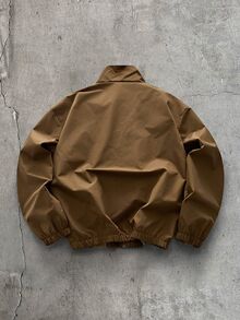 AXEPEAK Men's Embroidered Contrast Color Zipper Placket Long Sleeve Versatile Jacket, Spring, Windbreaker, Outdoor - Brown - View 2