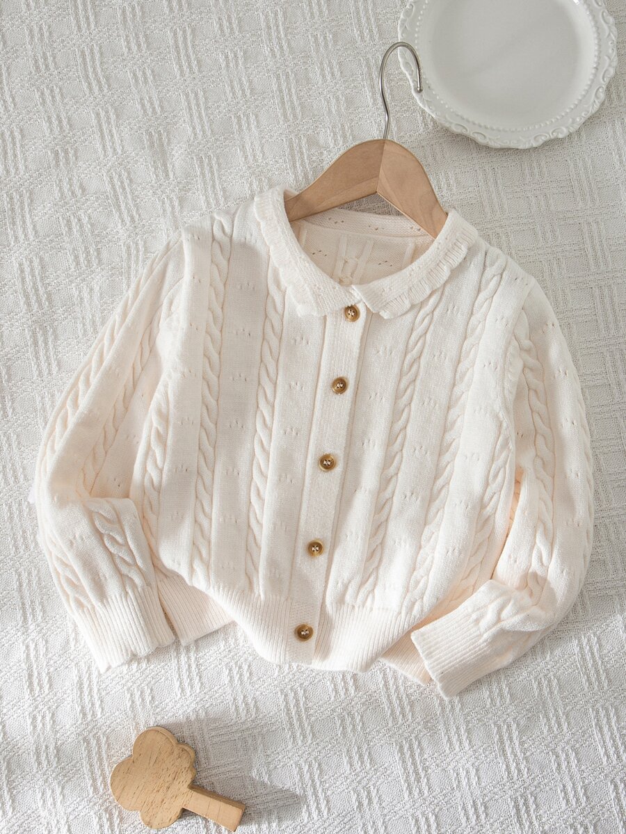 SHEIN Young Girl Solid Color Knit Casual Cardigan - Multicolor - View 1