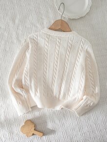 SHEIN Young Girl Solid Color Knit Casual Cardigan - Multicolor - View 5