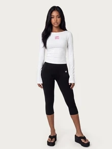 MISSGUIDED TEEN 長袖船領短版上衣，胸前標語印花，修身休閒，適合春夏季夜晚外出與派對穿著 - 白色 - 查看 6