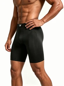 Coreblaze Celana Pendek Dalaman Olahraga Pria Minimalis Bermotif untuk Kebugaran dan Lari - Hitam - View 3
