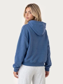 MISSGUIDED TEEN Off Duty NY Athletic Oversized Washed Sweatshirt With Full Front Slogan Print Hooded Long Sleeve Pullover Fall Winter Casual Lounge Light Grey - Grey - View 3