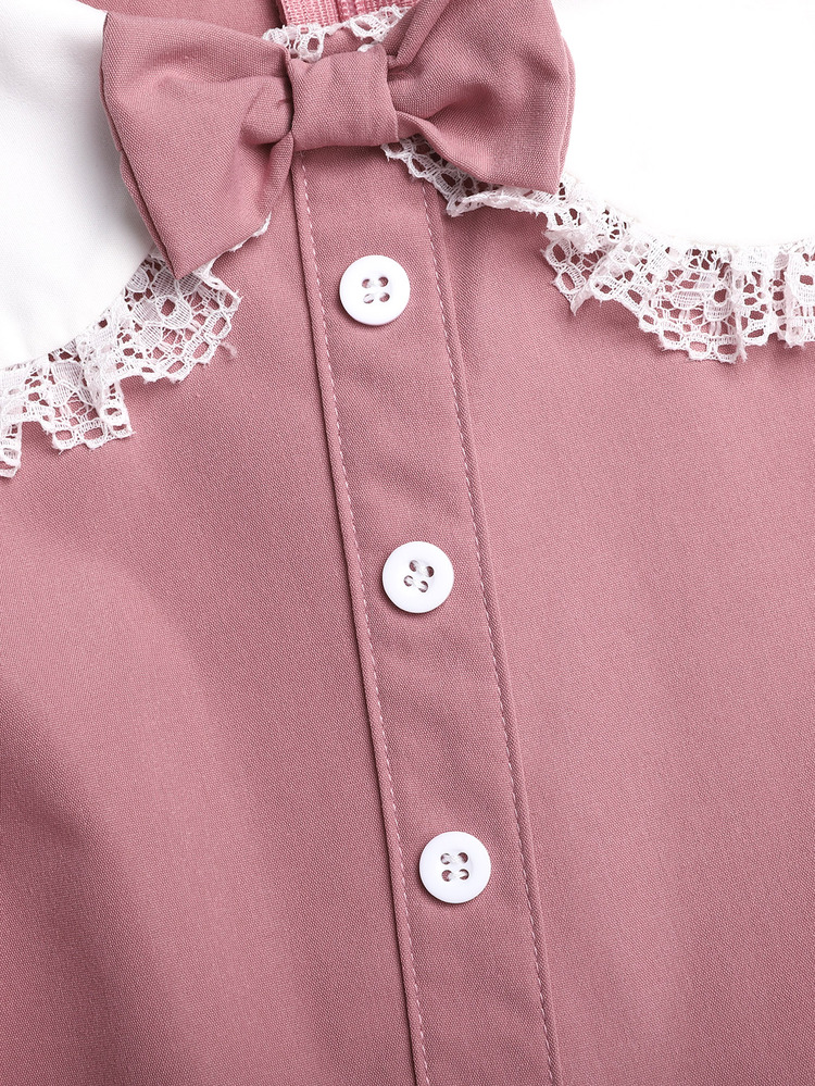 SHEIN Tween Girl Casual School Daily Versatile Comfortable Colorblock Contrast Collar Dress Back To School Primary School,Middle School School - Pink - View 8