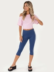 MISSGUIDED TEEN Off-Shoulder Cropped Boxy T-Shirt With Boat Neckline And Short Sleeves Perfect For Summer Casual Everyday Wear - Baby Pink - View 3