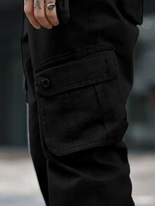 Devon Thys Men's Flap Pocket Side Khaki Pants, Autumn - Black - View 4