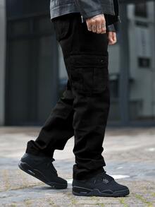 Devon Thys Men's Flap Pocket Side Khaki Pants, Autumn - Black - View 5