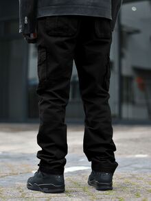 Devon Thys Men's Flap Pocket Side Khaki Pants, Autumn - Black - View 3