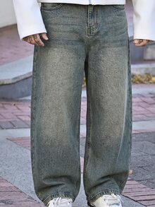 Devon Thys 1件 Hearty Haven 休闲街头宽松男友风阔腿牛仔裤（不含腰带或配饰） - 香檳色 - 查看 5