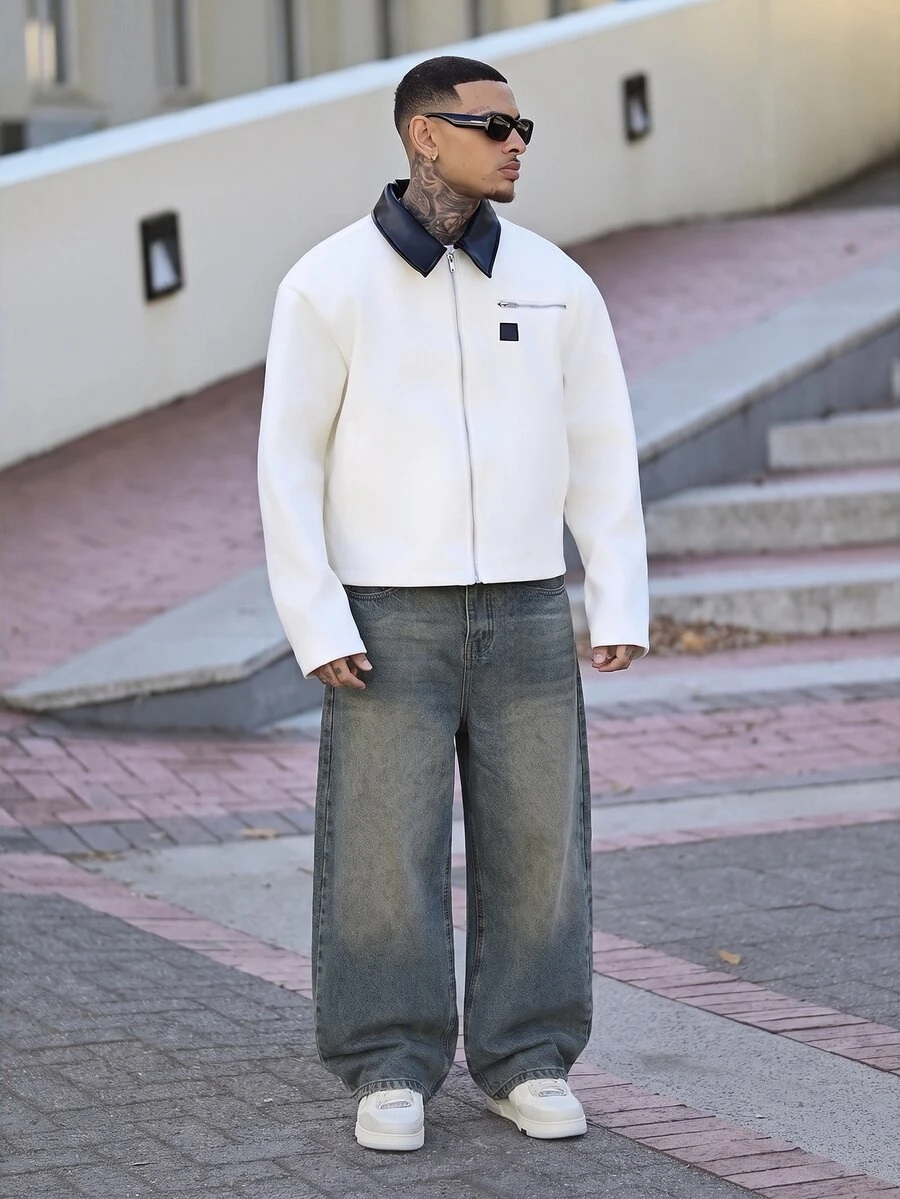 Devon Thys 1件 Hearty Haven 休闲街头宽松男友风阔腿牛仔裤(不含腰带或配饰) - 香檳色 - 查看 1