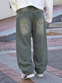Devon Thys 1件 Hearty Haven 休闲街头宽松男友风阔腿牛仔裤（不含腰带或配饰） - 香檳色 - 查看 2