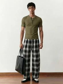SIGLOCORE 男士夏季休閒修身短袖T恤 標準尺寸 綠色素色 - 橄欖綠 - 查看 6