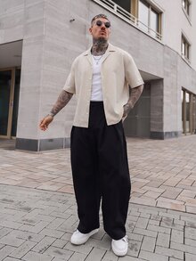 Artur Kramer 男士条纹短袖单排扣休闲/商务衬衫 - 棕色 - 查看 6