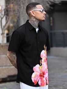 Devon Thys 男士花卉印花短袖衬衫，假日款 - 彩色 - 查看 3