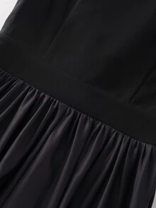 Franclia Ombre Black And White Sleeveless V-Neck Cinched Waist Maxi Dress, Suitable For Banquet Cocktail Party Night Dinner And Commute Summer Elegant - Black - View 4