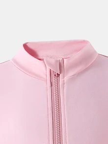 SHEIN 女童小女孩純色拉鍊長袖上衣與喇叭褲休閒日常套裝 - 彩色 - 查看 7