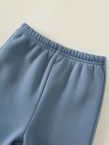 SHEIN 中性嬰兒男/女童 幼兒 2件組 秋冬休閒可愛恐龍貼布繡運動衫套裝 嬰兒冬季衣著套裝 - 霧霾藍 - 查看 7