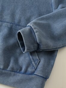 SHEIN 中性嬰兒男/女童、幼兒 2件組秋冬休閒時尚雪花藍連帽衛衣套裝，嬰兒運動服，冬季套裝，嬰兒服飾 - 藍色 - 查看 3