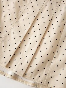 Muvela Women's White And Black Polka Dot Pleated Design Elegant Preppy Versatile Skorts School Date Summer - Apricot - View 6