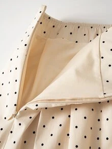 Muvela Women's White And Black Polka Dot Pleated Design Elegant Preppy Versatile Skorts School Date Summer - Apricot - View 8