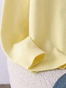 SHEIN 青少年女孩秋冬休閒愛心彩色鈕扣開襟衫 - 黃色 - 查看 5