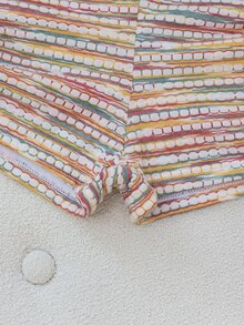 Swim Vcay 女款夏季海灘度假白色交叉扭結比基尼泳衣套裝，波西米亞風細肩帶比基尼上衣與側抽繩泳褲 - 彩色 - 查看 5
