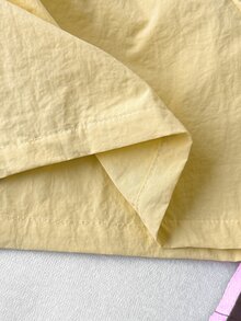 SHEIN 兒童青少年女孩 2件組 黃色與棕色側條紋彈性腰休閒短褲 健身夏季運動短褲套裝 - 彩色 - 查看 7