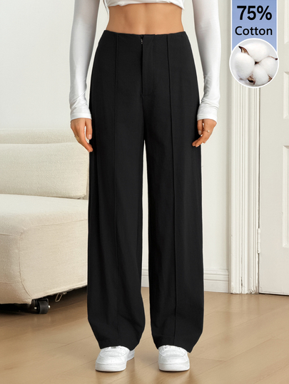 SHEIN Tall High Waist Seam Front Wide Leg Pants