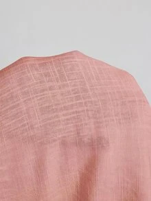 MaterniWear 時尚編織素色休閒戶外寬鬆版型翻領收腰抽繩孕婦女式襯衫 - 藕粉色 - 查看 7