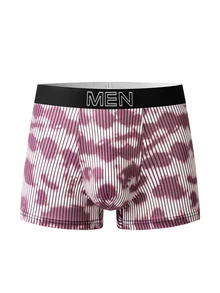 Rest Era Men's Purple And White Striped Print Boxer Briefs Winter Naked - Multicolor - View 2