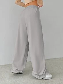 SHEIN Tall Soft White Knitted Home Baggy Pants, Loose Pants - Grey - View 2