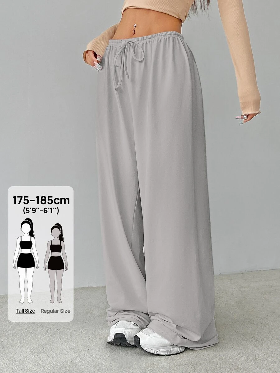 SHEIN Tall Soft White Knitted Home Baggy Pants, Loose Pants - Grey - View 1