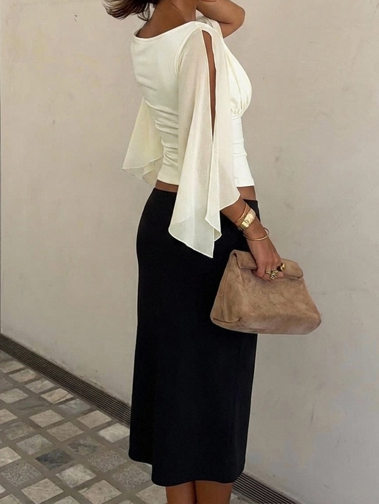 Siren Gaze Summer Women Deep V-Neck Pleated Casual  Daily Wear Ruffle Peplum Blouse Western Vintage Elegant Casual Formal Going Out Wedding Graduation Beach - Beige - View 5