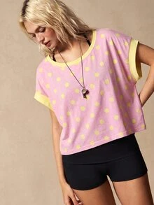 VARSIVA Women's Polka Dot Print Back Cutout Daily Fitness Sports T-Shirt - Multicolor - View 8