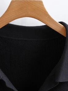 GlowEve CURVE Plus Size Women's Solid Color Single-Breasted Casual Versatile Daily Wear Cardigan Winter - Black - View 3