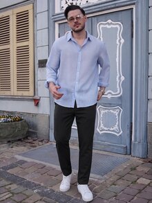 LEOGASHI LEOGASHI Men's Solid Color Pleated Versatile Business Commute Suit Pants, Black Pants Dress Pants, Ceremony - Black - View 5