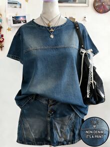 Lalippa Women's Fashion Round Neck Short Sleeve T-Shirt, Suitable For Commuting In Summer - Multicolor - View 1