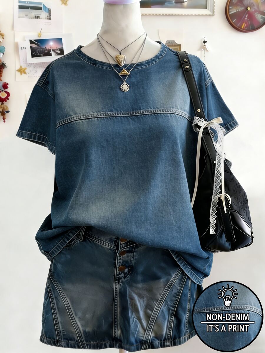 Lalippa Women's Fashion Round Neck Short Sleeve T-Shirt, Suitable For Commuting In Summer - Multicolor - View 1