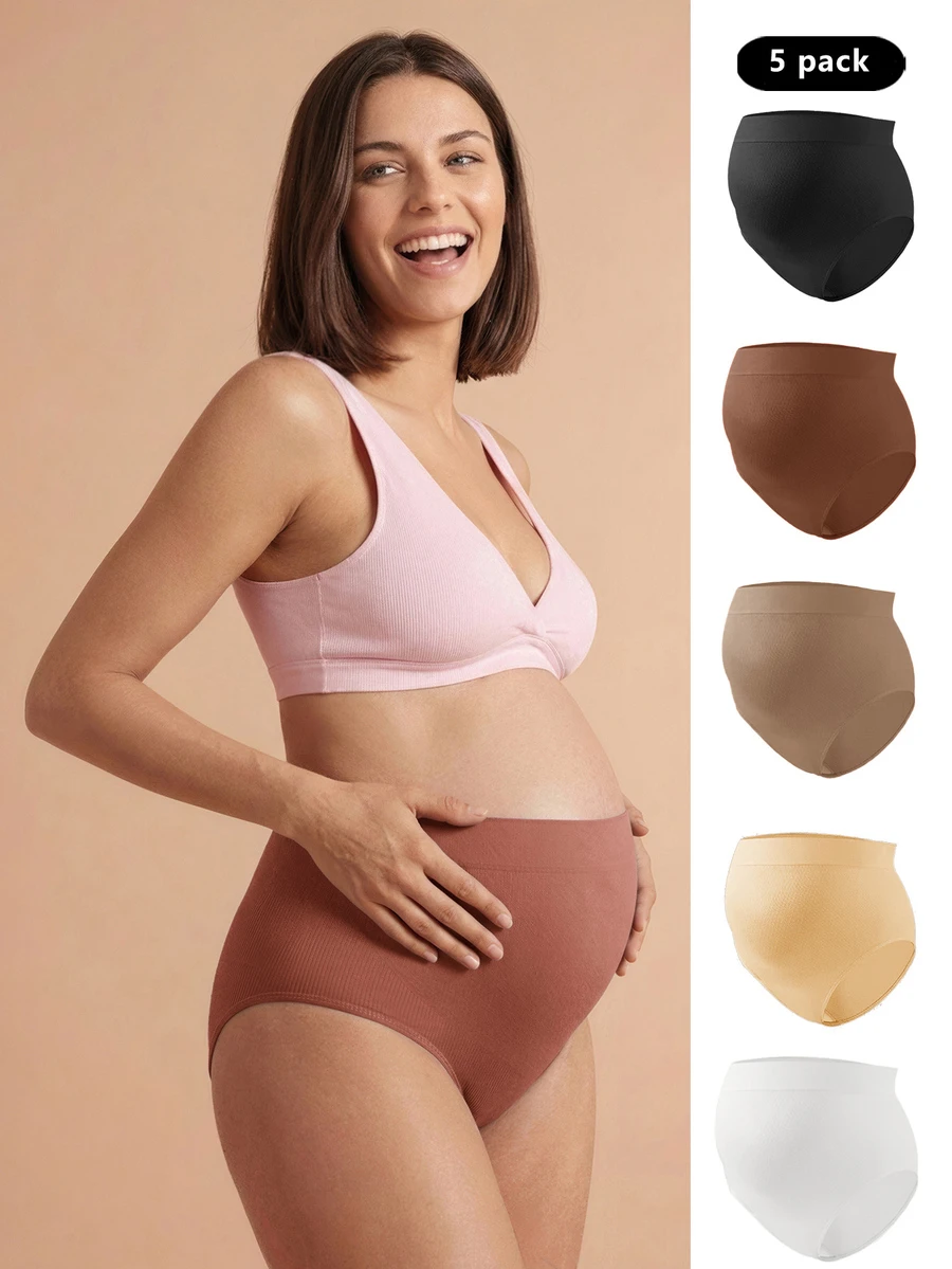 SHEIN Maternity Plain And Simple Daily Panties (Set Of 5) - Multicolor - View 1