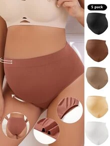 SHEIN Maternity Plain And Simple Daily Panties (Set Of 5) - Multicolor - View 5