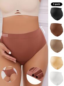 SHEIN Maternity Plain And Simple Daily Panties (Set Of 5) - Multicolor - View 3