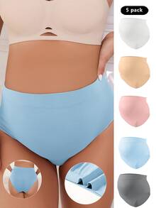 SHEIN 孕婦5件組實色高腰底褲，適用於孕媽咪 - 彩色 - 查看 8