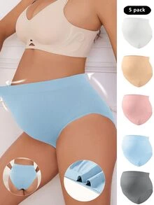 SHEIN 孕婦5件組實色高腰底褲，適用於孕媽咪 - 彩色 - 查看 6